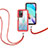 Silikon Hülle Handyhülle und Kunststoff Schutzhülle Hartschalen Tasche Vorder und Rückseite 360 Grad Ganzkörper mit Schlüsselband Lanyard für Xiaomi Redmi Note 11 4G (2021) Rot