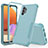 Silikon Hülle Handyhülle und Kunststoff Schutzhülle Hartschalen Tasche Vorder und Rückseite 360 Grad Ganzkörper MQ1 für Samsung Galaxy A32 4G Hellblau