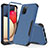 Silikon Hülle Handyhülle und Kunststoff Schutzhülle Hartschalen Tasche Vorder und Rückseite 360 Grad Ganzkörper MQ1 für Samsung Galaxy F02S SM-E025F Blau und Schwarz
