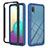 Silikon Hülle Handyhülle und Kunststoff Schutzhülle Hartschalen Tasche Vorder und Rückseite 360 Grad Ganzkörper U03 für Samsung Galaxy M02 Blau