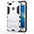 Silikon Hülle Handyhülle und Kunststoff Schutzhülle mit Ständer für Huawei P9 Lite Mini Weiß