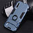 Silikon Hülle Handyhülle und Kunststoff Schutzhülle Tasche mit Fingerring Ständer H01 für Xiaomi Mi A3 Blau