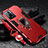 Silikon Hülle Handyhülle und Kunststoff Schutzhülle Tasche mit Magnetisch Fingerring Ständer R01 für Oppo A56S 5G Rot