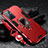 Silikon Hülle Handyhülle und Kunststoff Schutzhülle Tasche mit Magnetisch Fingerring Ständer R01 für Oppo A96 5G Rot