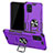 Silikon Hülle Handyhülle und Kunststoff Schutzhülle Tasche mit Magnetisch Fingerring Ständer R01 für Samsung Galaxy A51 5G Violett