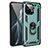 Silikon Hülle Handyhülle und Kunststoff Schutzhülle Tasche mit Magnetisch Fingerring Ständer R01 für Xiaomi Mi 11 Lite 5G NE Grün