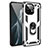 Silikon Hülle Handyhülle und Kunststoff Schutzhülle Tasche mit Magnetisch Fingerring Ständer R01 für Xiaomi Mi 11 Lite 5G NE Silber
