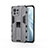 Silikon Hülle Handyhülle und Kunststoff Schutzhülle Tasche mit Magnetisch Ständer H02 für Xiaomi Mi 11 Lite 5G Grau
