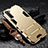 Silikon Hülle Handyhülle und Kunststoff Schutzhülle Tasche mit Ständer für Oppo F15 Gold