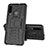 Silikon Hülle Handyhülle und Kunststoff Schutzhülle Tasche mit Ständer R03 für Huawei Honor 20E Schwarz