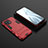 Silikon Hülle Handyhülle und Kunststoff Schutzhülle Tasche mit Ständer R03 für Xiaomi Mi 11 Lite 5G NE Rot