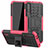 Silikon Hülle Handyhülle und Kunststoff Schutzhülle Tasche mit Ständer R04 für Xiaomi Mi A3 Rosa