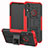 Silikon Hülle Handyhülle und Kunststoff Schutzhülle Tasche mit Ständer Z01 für Huawei Y6 Prime (2019) Rot