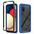 Silikon Schutzhülle Rahmen Tasche Hülle Durchsichtig Transparent 360 Grad Ganzkörper JX1 für Samsung Galaxy A03s Blau und Schwarz