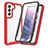 Silikon Schutzhülle Rahmen Tasche Hülle Durchsichtig Transparent 360 Grad Ganzkörper M01 für Samsung Galaxy S23 5G Rot