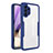 Silikon Schutzhülle Rahmen Tasche Hülle Durchsichtig Transparent 360 Grad Ganzkörper MJ1 für Samsung Galaxy A32 4G Blau