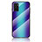 Silikon Schutzhülle Rahmen Tasche Hülle Spiegel Farbverlauf Regenbogen LS2 für Oppo A55S 5G Blau