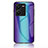 Silikon Schutzhülle Rahmen Tasche Hülle Spiegel Farbverlauf Regenbogen LS2 für Vivo Y35 4G Blau