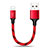 USB Ladekabel Kabel 25cm S03 für Apple iPhone 12 Mini Rot