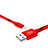 USB Ladekabel Kabel L10 für Apple iPad 4 Rot