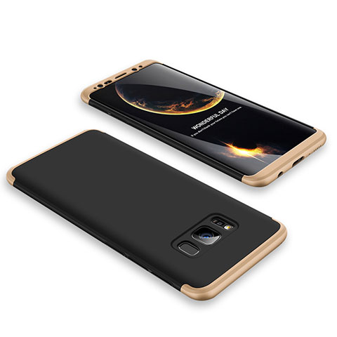 Coque Plastique Mat Protection Integrale 360 Degres Avant et Arriere Etui Housse M01 pour Samsung Galaxy S8 Plus Gold und Schwarz