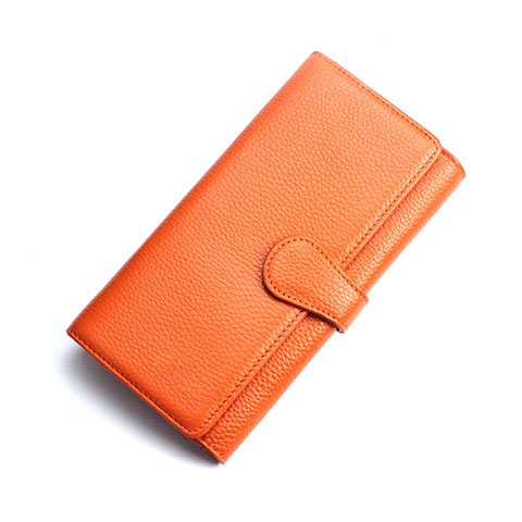 Handtasche Clutch Handbag Schutzhülle Leder Universal K02 Orange