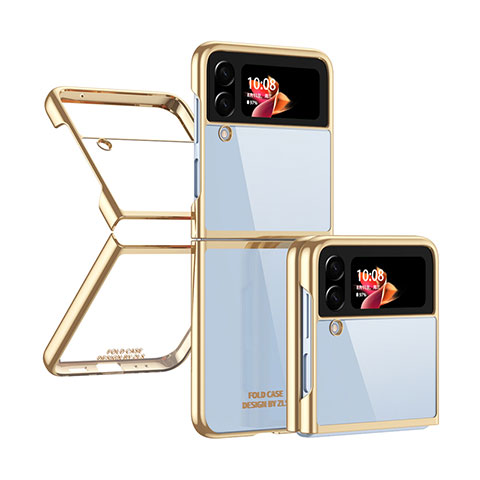 Handyhülle Hülle Crystal Hartschalen Tasche Schutzhülle H03 für Samsung Galaxy Z Flip4 5G Gold