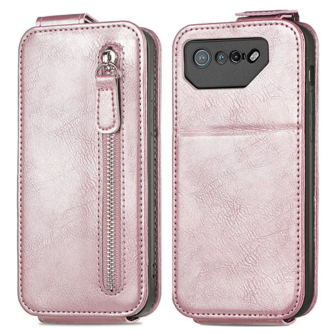 Handyhülle Hülle Flip Tasche Leder für Asus ROG Phone 7 Pro Rosegold