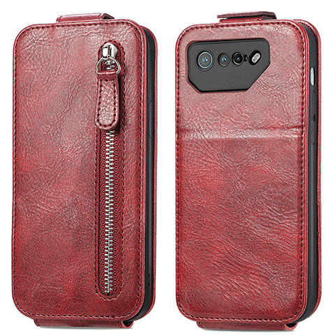 Handyhülle Hülle Flip Tasche Leder für Asus ROG Phone 7 Pro Rot