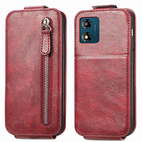 Handyhülle Hülle Flip Tasche Leder für Motorola Moto E13 Rot