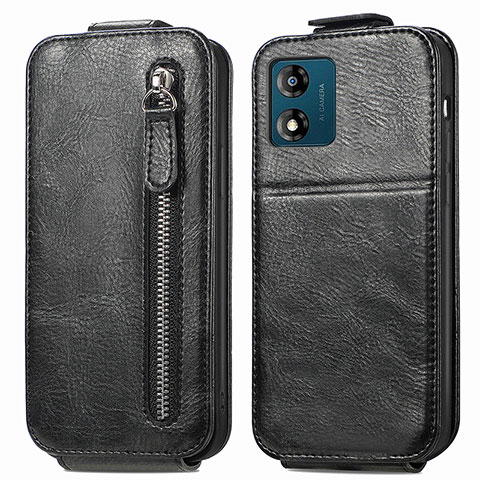 Handyhülle Hülle Flip Tasche Leder für Motorola Moto E13 Schwarz