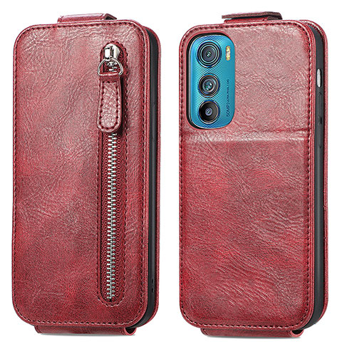 Handyhülle Hülle Flip Tasche Leder für Motorola Moto Edge 30 5G Rot