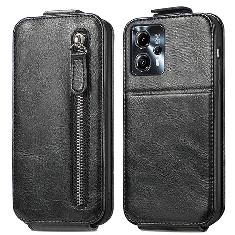 Handyhülle Hülle Flip Tasche Leder für Motorola Moto G13 Schwarz