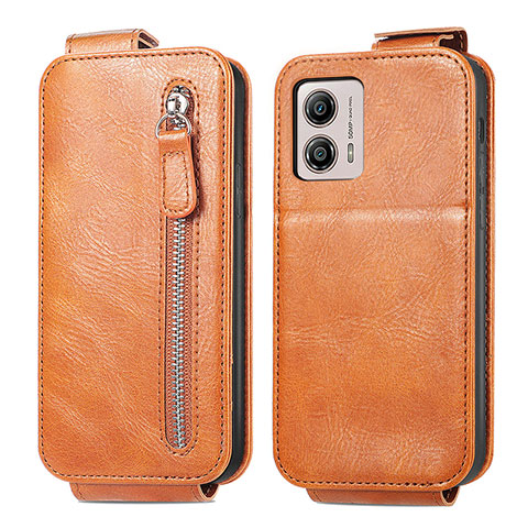 Handyhülle Hülle Flip Tasche Leder für Motorola Moto G53y 5G Braun