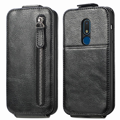 Handyhülle Hülle Flip Tasche Leder für Nokia C3 Schwarz