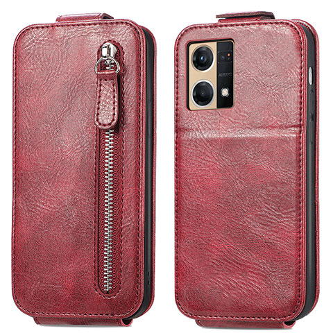 Handyhülle Hülle Flip Tasche Leder für Oppo F21 Pro 4G Rot