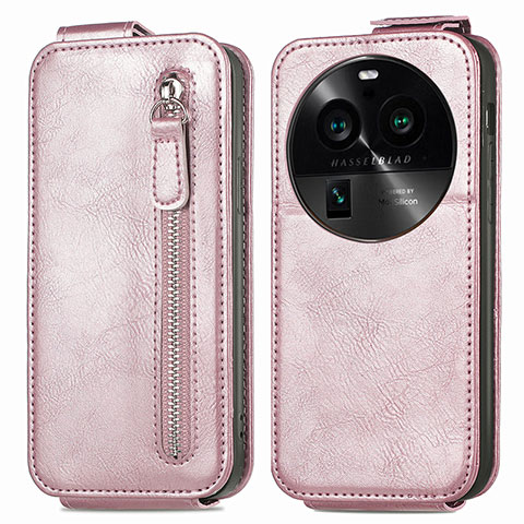 Handyhülle Hülle Flip Tasche Leder für Oppo Find X6 5G Rosegold