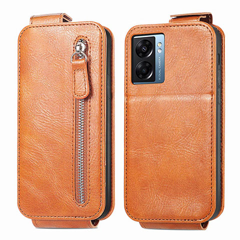 Handyhülle Hülle Flip Tasche Leder für Oppo K10 5G India Braun