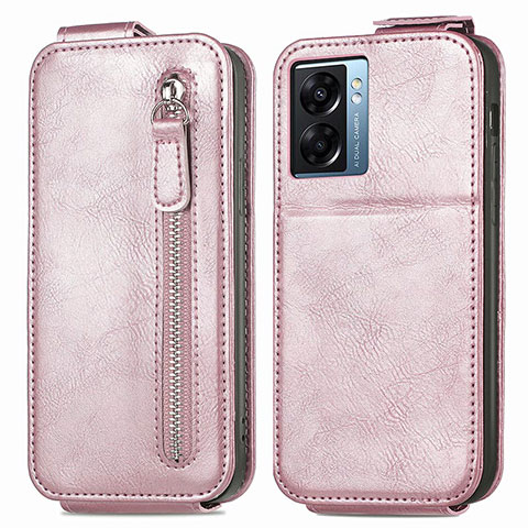 Handyhülle Hülle Flip Tasche Leder für Oppo K10 5G India Rosegold