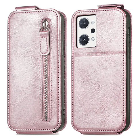 Handyhülle Hülle Flip Tasche Leder für Oppo Reno7 A Rosegold