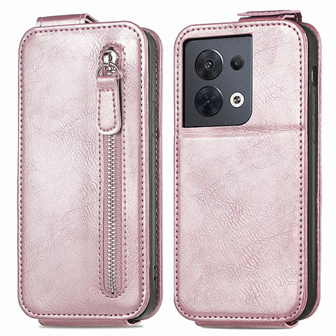 Handyhülle Hülle Flip Tasche Leder für Oppo Reno8 5G Rosegold