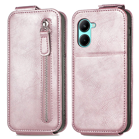 Handyhülle Hülle Flip Tasche Leder für Realme C33 (2023) Rosegold