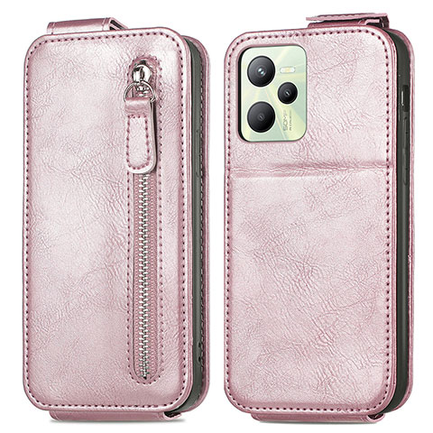 Handyhülle Hülle Flip Tasche Leder für Realme C35 Rosegold