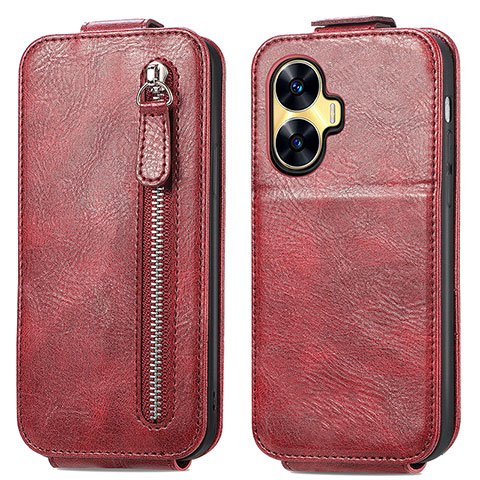 Handyhülle Hülle Flip Tasche Leder für Realme C55 Rot