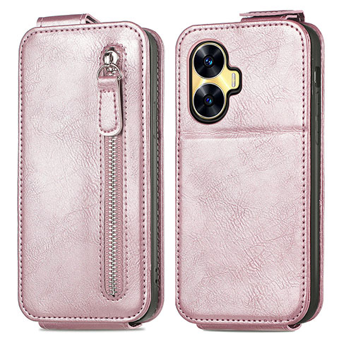 Handyhülle Hülle Flip Tasche Leder für Realme Narzo N55 Rosegold