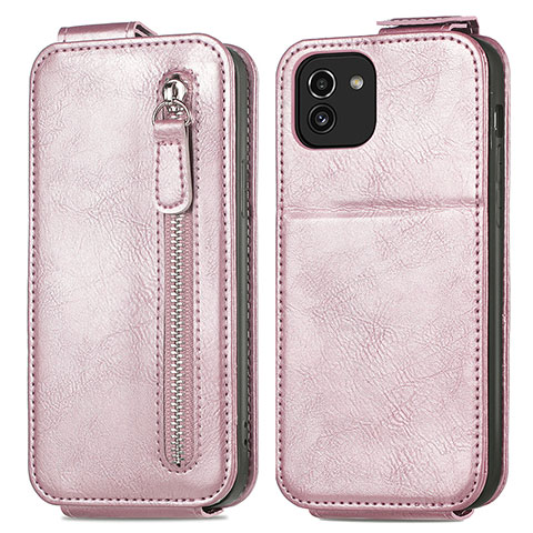 Handyhülle Hülle Flip Tasche Leder für Samsung Galaxy A03 Rosegold