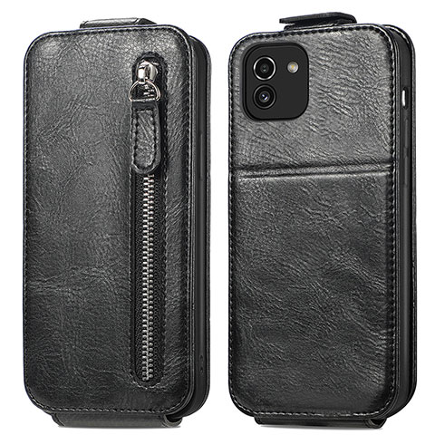 Handyhülle Hülle Flip Tasche Leder für Samsung Galaxy A03 Schwarz