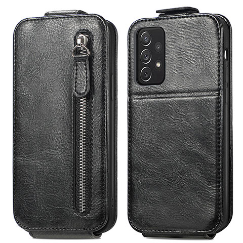 Handyhülle Hülle Flip Tasche Leder für Samsung Galaxy A72 4G Schwarz