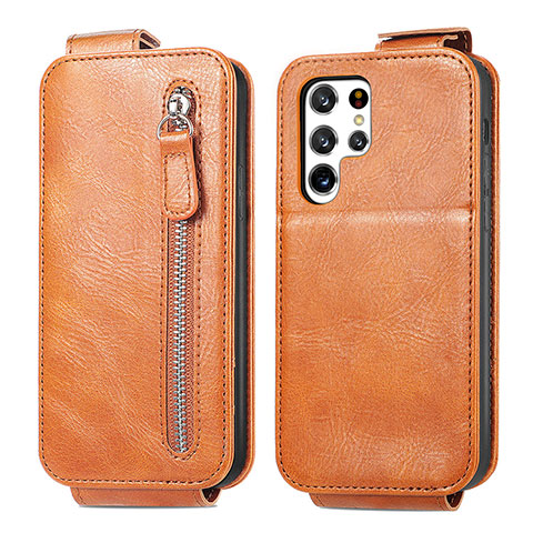 Handyhülle Hülle Flip Tasche Leder für Samsung Galaxy S21 Ultra 5G Braun