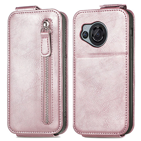 Handyhülle Hülle Flip Tasche Leder für Sharp Aquos R8 Rosegold